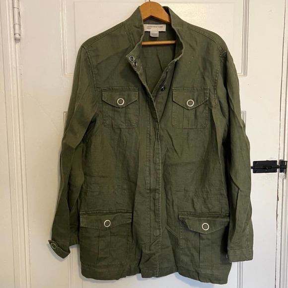 JONES New York Sport Linen Dark Green Utility Jacket L - Picture 1 of 7